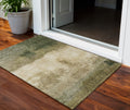 3 X 5 Fern Green And Beige Abstract Washable Indoor Outdoor Area Rug