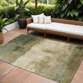10 X 14 Fern Green And Beige Abstract Washable Indoor Outdoor Area Rug