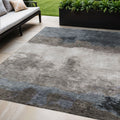5 X 8 Gray Black And Brown Abstract Washable Indoor Outdoor Area Rug