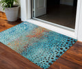 3 X 5 Blue Terra Cotta And Black Abstract Washable Indoor Outdoor Area Rug