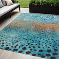 8 X 10 Blue Terra Cotta And Black Abstract Washable Indoor Outdoor Area Rug