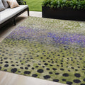 8 X 10 Green Purple And Black Abstract Washable Indoor Outdoor Area Rug