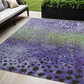 5 X 8 Purple Green And Black Abstract Washable Indoor Outdoor Area Rug