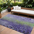 8 X 10 Purple Green And Black Abstract Washable Indoor Outdoor Area Rug