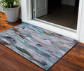 3 X 5 Blue Gray And Brown Abstract Washable Indoor Outdoor Area Rug