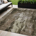 5 X 8 Brown Black And Beige Abstract Washable Indoor Outdoor Area Rug