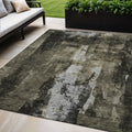 5 X 8 Charcoal And Black Abstract Washable Indoor Outdoor Area Rug