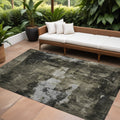 10 X 14 Charcoal And Black Abstract Washable Indoor Outdoor Area Rug