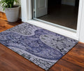 3 X 5 Navy Blue Gray And Green Floral Medallion Washable Indoor Outdoor Area Rug