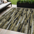 5 X 8 Brown Black And Green Striped Washable Indoor Outdoor Area Rug