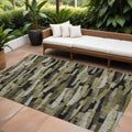 9 X 12 Brown Black And Green Striped Washable Indoor Outdoor Area Rug
