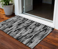 3 X 5 Gray And Black Striped Washable Indoor Outdoor Area Rug