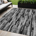 5 X 8 Gray And Black Striped Washable Indoor Outdoor Area Rug