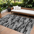 9 X 12 Gray And Black Striped Washable Indoor Outdoor Area Rug