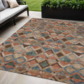 5 X 8 Brown Gray And Tan Geometric Washable Indoor Outdoor Area Rug