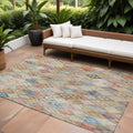 9 X 12 Terra Cotta Beige And Teal Blue Geometric Washable Indoor Outdoor Area Rug
