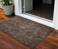 3 X 5 Brown Tan And Charcoal Damask Washable Indoor Outdoor Area Rug