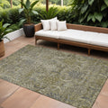 9 X 12 Taupe And Gray Damask Washable Indoor Outdoor Area Rug