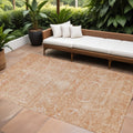 5 X 8 Salmon And Terra Cotta Damask Washable Indoor Outdoor Area Rug