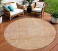 8 Salmon And Terra Cotta Round Damask Washable Indoor Outdoor Area Rug
