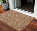 3 X 5 Brown And Tan Damask Washable Indoor Outdoor Area Rug