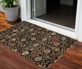 3 X 5 Black Brown And Red Floral Washable Indoor Outdoor Area Rug