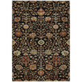 5 X 8 Black Brown And Red Floral Washable Indoor Outdoor Area Rug