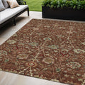 5 X 8 Brown Tan And Red Floral Washable Indoor Outdoor Area Rug