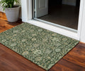 3 X 5 Green Tan And Gray Floral Washable Indoor Outdoor Area Rug