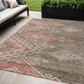 5 X 8 Brown And Terra Cotta Southwestern Washable Indoor Outdoor Area Rug