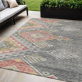 5 X 8 Gray And Terra Cotta Southwestern Washable Indoor Outdoor Area Rug