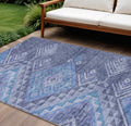 10 X 14 Navy Blue Charcoal And Gray Southwestern Washable Indoor Outdoor Area Rug