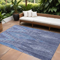 3 X 5 Pewter And Blue Southwestern Washable Indoor Outdoor Area Rug