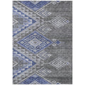 10 X 14 Pewter And Blue Southwestern Washable Indoor Outdoor Area Rug