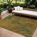 8 X 10 Copper And Green Abstract Washable Indoor Outdoor Area Rug