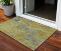 3 X 5 Gold Green And Gray Abstract Washable Indoor Outdoor Area Rug