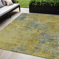 5 X 8 Gold Green And Gray Abstract Washable Indoor Outdoor Area Rug