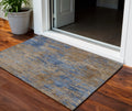 3 X 5 Navy Blue And Brown Abstract Washable Indoor Outdoor Area Rug