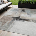 5 X 8 Brown Black And Gray Abstract Washable Indoor Outdoor Area Rug