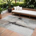 9 X 12 Brown Black And Gray Abstract Washable Indoor Outdoor Area Rug