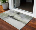 3 X 5 Sage Black And Gray Abstract Washable Indoor Outdoor Area Rug