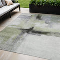 5 X 8 Sage Black And Gray Abstract Washable Indoor Outdoor Area Rug