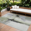 10 X 14 Sage Black And Gray Abstract Washable Indoor Outdoor Area Rug