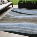 5 X 8 Brown Blue And Gray Abstract Washable Indoor Outdoor Area Rug