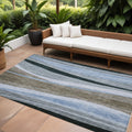 9 X 12 Brown Blue And Gray Abstract Washable Indoor Outdoor Area Rug