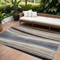 8 X 10 Blue Brown And Beige Abstract Washable Indoor Outdoor Area Rug