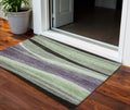 3 X 5 Purple And Green Abstract Washable Indoor Outdoor Area Rug