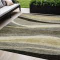5 X 8 Taupe Gray And Black Abstract Washable Indoor Outdoor Area Rug