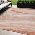 3 X 5 Salmon And Pink Abstract Washable Indoor Outdoor Area Rug