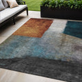 5 X 8 Copper Green And Gray Abstract Washable Indoor Outdoor Area Rug